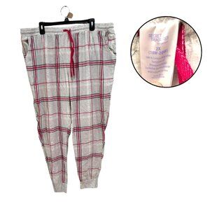 Secret Treasures Women’s 2X Gray Pink Plaid Cotton Pajama Pants Sleepwear Bottom
